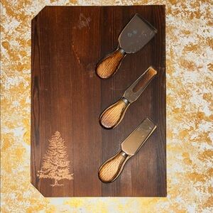 Wooden Cheese Board with Utensils